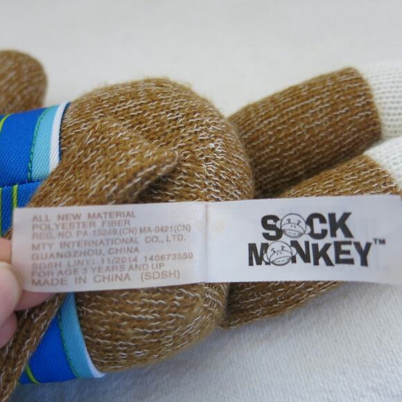 DAN DEE Sock Monkey Easter Bunny Plush Toy Stuffed Animal Cuddly Stuffie - Picture 5 of 5